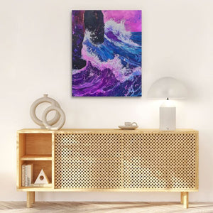 Power of the Violet Sea - Ocean Blues Wall Art in Black Frame
