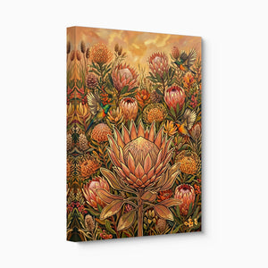 Protea Sunbird Garden โ protea sunbird garden angled flush print