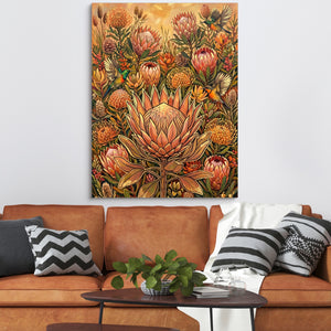 Protea Sunbird Garden โ protea sunbird garden sq orange couch 1port flush print