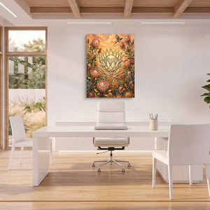 Protea Sunbird Sunrise โ protea sunbird sunrise sq beach house office 1port flush print
