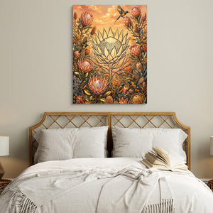 Protea Sunbird Sunrise โ protea sunbird sunrise sq white bedroom 1port flush print