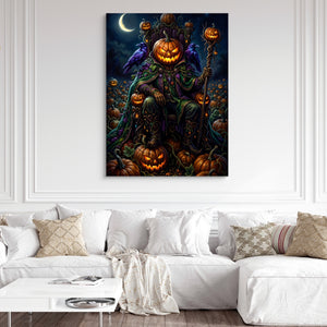 Pumpkin King Enthroned โ pumpkin king enthroned sq white couch and wall 1port flush print