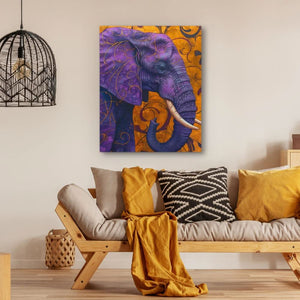 Purple Elephant - Modern Wall Art in Black Frame