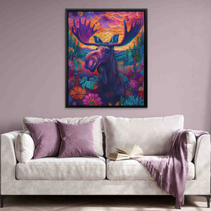 Purple Moose - Surrealism Purple Canvas Wall Art