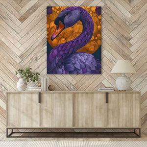 Purple Swan - Large Modern Canvas Print