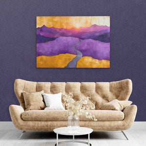 Purple Valley - Gold Canvas Wall Art