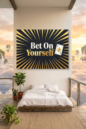 Quote Bet On Yourself โ quote bet on yourself p bedroom with view 1land flush print