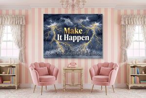 Quote Make It Happen V2 โ quote make it happen v2 pink living room interior 1land flush print