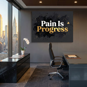 Quote Pain Is Progress โ quote pain is progress sq office view 1land flush print