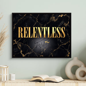 Quote Relentless โ quote relentless sq book table 1land framed black