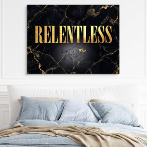 Quote Relentless โ quote relentless sq light blue bed 1land flush print
