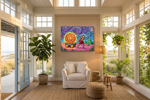 Ra Bringing Light โ ra bringing light living room with plants 1land flush print