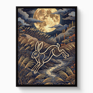 Rabbit Leaping Stream - Luxury Wall Art