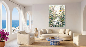 Rabbits Clover Meadow โ rabbits clover meadow beachside couch livingroom 1port flush print