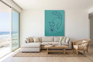 Raccoon Line Art — raccoon line art living room with couch 1port flush print