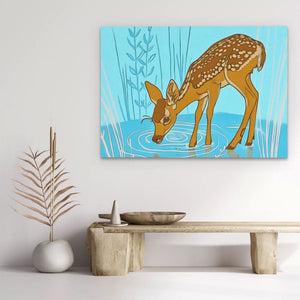 Radiant Calm - Blue Deer Canvas Print