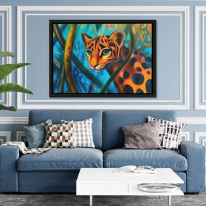 Rainforest Feline - Blue Jungle Canvas Print