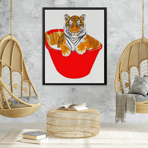 Red Bath Tiger - Luxury Wall Art