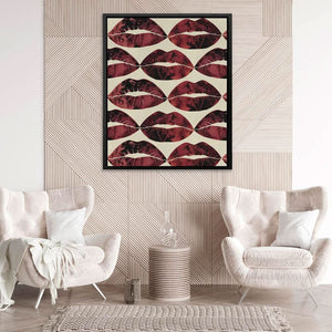 Red Kisses in the Air - Large Modern Canvas Print