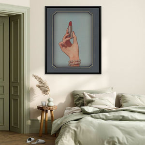 Red Lipstick - Modern Wall Art in Black Frame