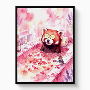 Red Panda's Spa Day โ red panda's spa day white studio framed black