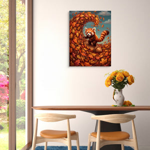 Red Panda Surfs Autumn - Luxury Wall Art