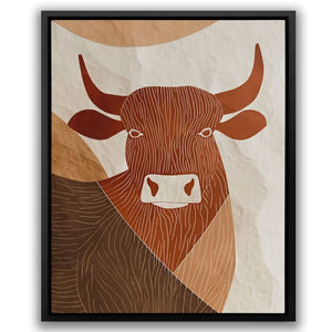 Refined Bull - Brown Rustic Canvas Print