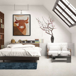 Refined Bull - Minimalist Earth Tones Canvas Wall Art