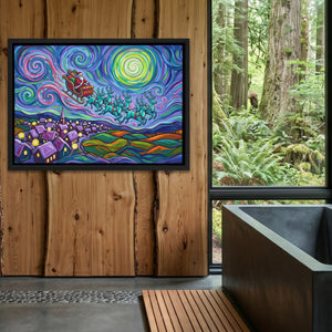 Reindeer Swirling Sky — Reindeer Swirling Sky Outdoor Bathroom Log Land 118