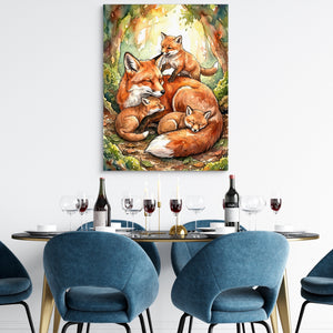 Resting Fox Family โ resting fox family sq dining room tables 1port flush print