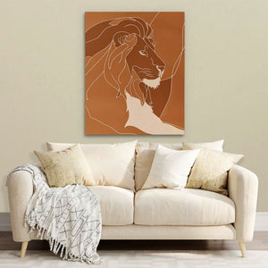 Resting Lion Doodle - Large Minimalist Canvas Print
