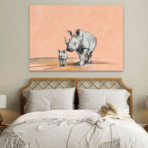 Rhino Family - Animals Art for Bedroom