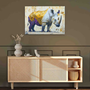 Rhino Standing - Animals Wall Art in Black Frame