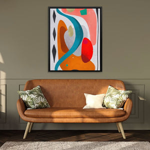 Rhombuses - Gray Wall Art in Black Frame