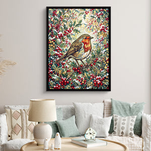 Robin Winter Berries โ robin winter berries sq clock bed 1port framed black