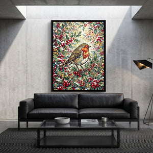 Robin Winter Berries โ robin winter berries sq grey luxury 1port framed black