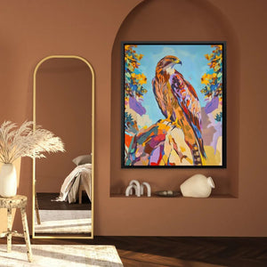 Rocky Cliff Hawk - Large Abstract Canvas Print