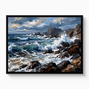 Rocky Coastline Waves โ rocky coastline waves white studio framed black