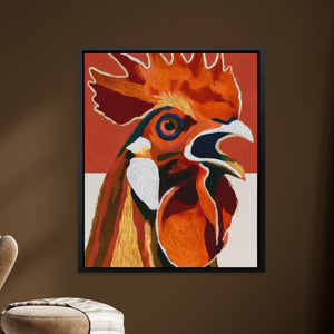 Rooster Crowing Line — Rooster Crowing Line brown room Zoom 311