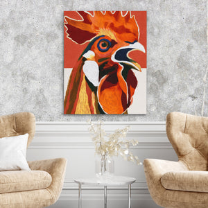 Rooster Crowing Line — Rooster Crowing Line Two Chairs Cement Wall 263