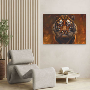 Rustic Tiger - Big Cat Wall Art in Black Frame