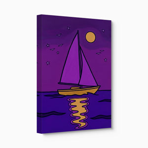 Sailboat's Night Passage — sailboat's night passage angled flush print