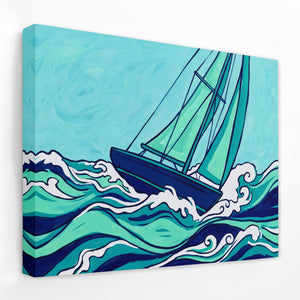 Sailboat Turbulent Seas โ Sailboat Turbulent Seas Landscape Side View Mirror Wrap 166