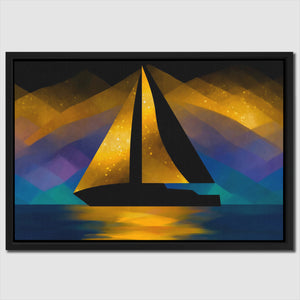 Sailboats Golden Crossing - Luxury Wall Art