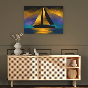 Sailboats Golden Crossing - Luxury Wall Art