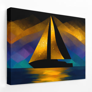 Sailboats Golden Crossing - Luxury Wall Art