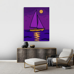 Sailboat's Night Passage - Luxury Wall Art