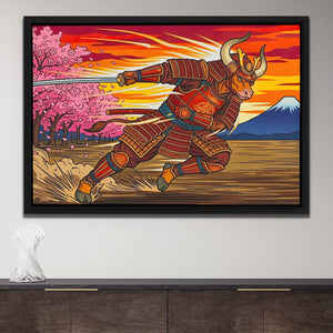 Samurai Bull Charging — Samurai Bull Charging Opulent Wall Closeup 129