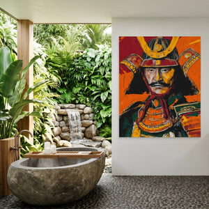 Samurai Crimson Expressionist - Luxury Wall Art