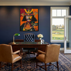 Samurai Crimson Expressionist - Luxury Wall Art